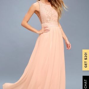 BLUSH PINK LACE MAXI DRESS. Worn once for wedding